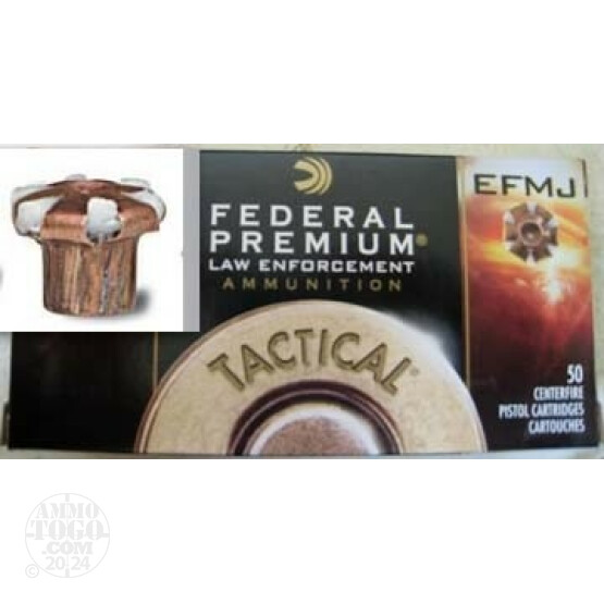 50rds - 40 S&W Federal LE Tactical EFMJ 165gr. Ammo